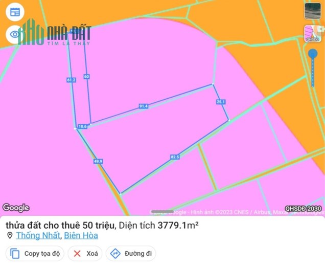 Cho thuê Mặt bằng đất trống mặt tiền Võ thị sáu biên hòa 3700m2