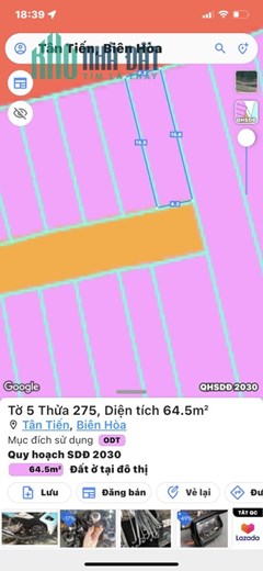 BÁN ĐẤT THỔ CƯ  TÂN TIẾN BIÊN HÒA.ĐƯỜNG Ô TÔ. GẦN BV7B