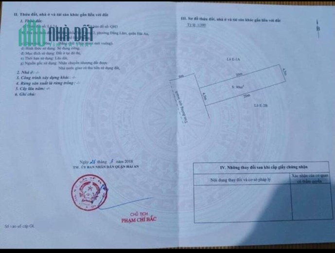 Lô đất cực đẹp ở khu phân lô 193 Văn Cao diện tích 90m ngay Công VIên GIÁ 48.5 tr/m