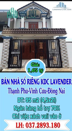 BÁN NHÀ SỔ RIÊNG KDC LAVENDER (Gần cây xăng Thạnh Phú )
