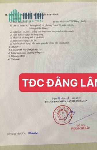 Bán gấp lô đất tái định cư Đằng Lâm 2 GIÁ 65 tr/m ngay cạnh Trường FPT