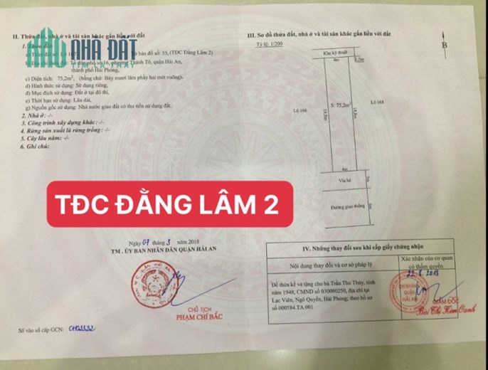 Bán gấp lô đất tái định cư Đằng Lâm 2 GIÁ 65 tr/m ngay cạnh Trường FPT