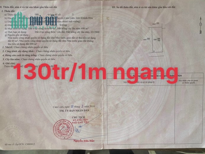 Đất Cam An Bắc khu bàn cờ giá chỉ 130tr/met ngang