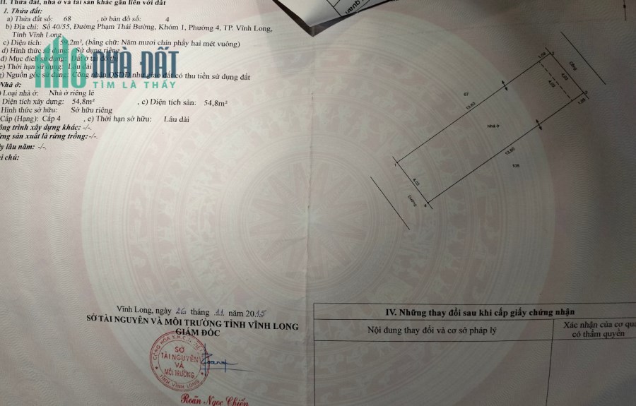BÁN NHÀ, HẺM ÔTÔ, PHƯỜNG 4, TP VĨNH LONG