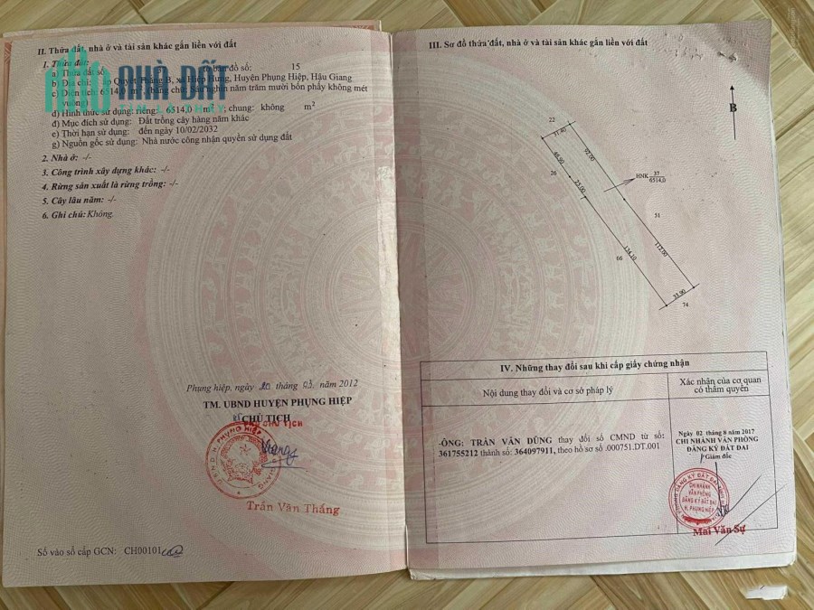 BÁN GẤP LÔ ĐẤT 7000M2 TẶNG NHÀ, HUYỆN PHỤNG HIỆP, HẬU GIANG