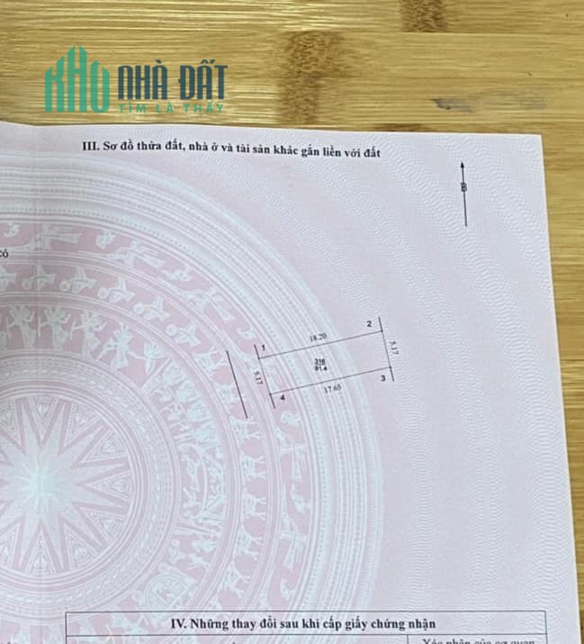 CHÍNH CHỦ CẦN BÁN GẤP, ĐẤT PHÂN LÔ, Ô TÔ VẢI VÀO ĐẤT, DT 92M2 ĐẤT, MT 5.2M. GIÁ CHỈ CÓ 6.5 TỶ, GIÁ