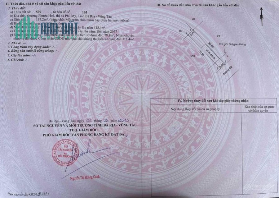 Bán gấp đất sổ hồng Phước Hòa,Phú Mỹ,BRVT, Ngân hàng định 1,7 tỷ giá bán nhỉnh 1,3 tỷ.