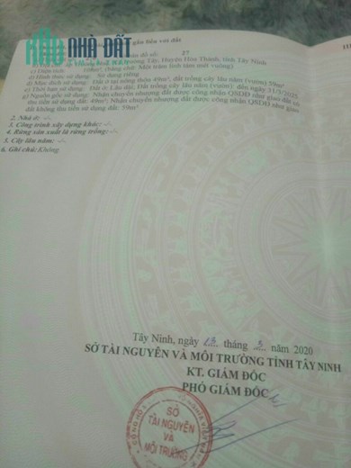 Bán 108m2 đất X.Trường Tây, H.Hòa Thành, T.Tây Ninh, SHR, 490tr. Lh:0942582202 :