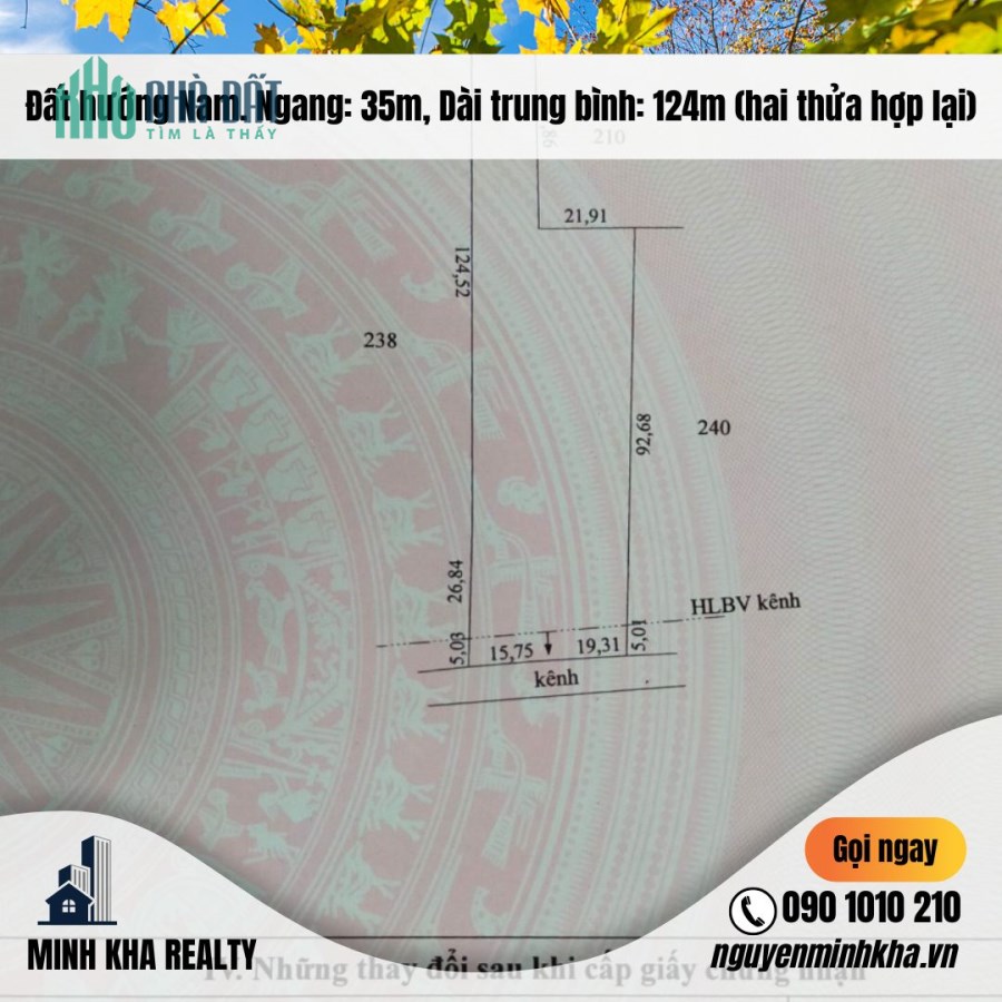 (Hiếm) Bán 4.350m2 Đất Đẹp KP3 thị trấn Vĩnh Bình có 400m2 thổ cư Giá Chỉ 1.5 triệu/m2. LH 090 1010