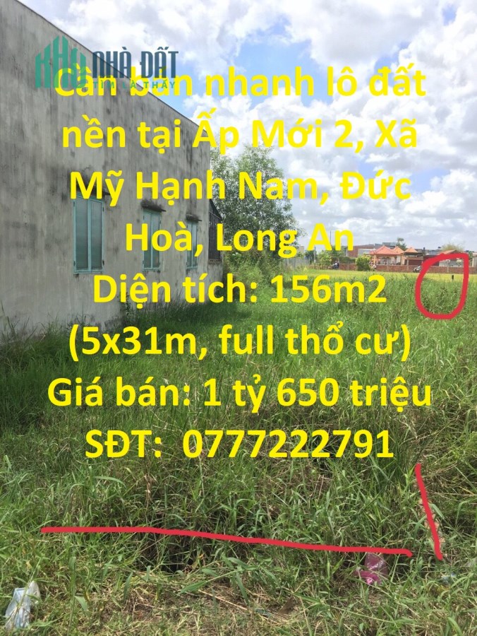 Cần bán nhanh lô đất nền tại Đức Hoà, Long An