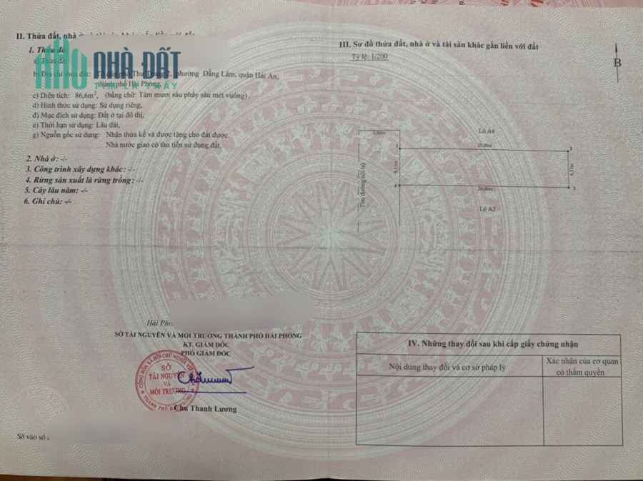 Bán đất phân lô 333 Văn Cao diện tích 87m đường 10m cực đẹp GIÁ 69 tr/m