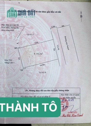 Bán đất Biệt Thự cực đẹp diện tích 144m MT 9 m, đường 12m GIÁ 58 tr/m ngay Thành Tô - Hải An