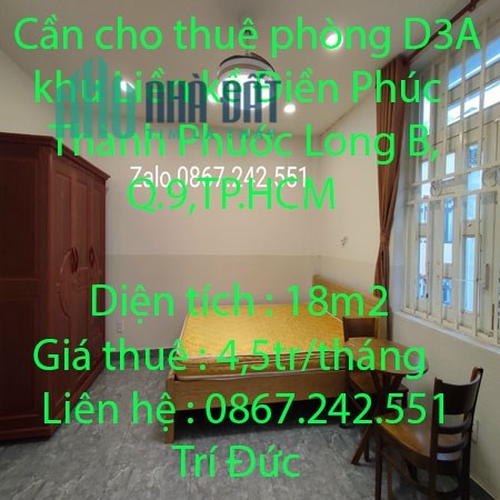 Cần cho thuê phòng D3A khu Liền kề Điền Phúc Thành Phước Long B,Q.9,TP.HCM