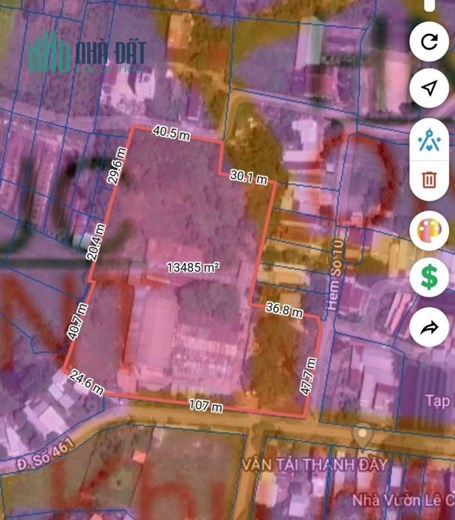 DT: 13.313,5m2 - Thổ cư 11444m2, đất ngay khu sầm uất Xã Trung An. Giá 75tỷ tl