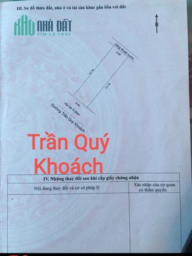 Cần tiền bán gấp TRẦN QUÝ KHOÁCH- EM TẶNG bản vẽ thiết kế nhà 3 tầng chưa kịp xây. Chính chử: 0932