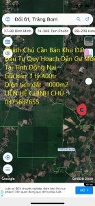 Chính Chủ Cần Bán Khu Đất Đầu Tư Quy Hoạch Dân Cư Mới Tại Tỉnh Đồng Nai