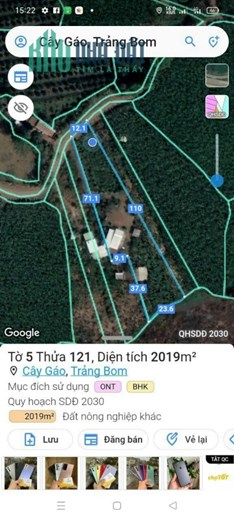 Bán đất Cây Gáo, Tân Lập 2, 2000m2, thổ cư 300m chỉ 1 tỷ 9