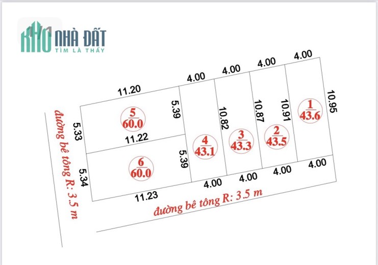 Bán đất Lương Quy Xuân Nộn – 43.3m2 – Ô tô vào đất