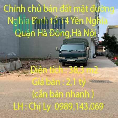 Chính chủ bán đất mặt đường Nghĩa Bình tổ 14 Yên Nghĩa Quận Hà Đông,Hà Nội