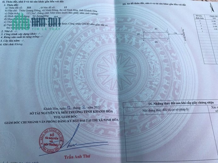 Đất MT đường Liên xã Ninh Đông,Ninh Hòa giá 1,5 tỷ