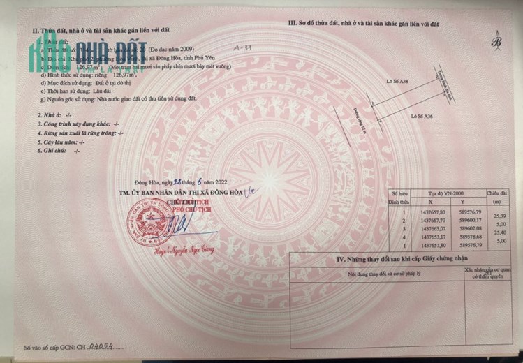Chính chủ cần bán lô đất kdc số 7, đông hòa sang tên sổ đỏ trong ngày
