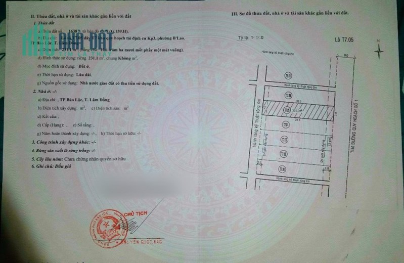 CHÍNH CHỦ CẦN BÁN LÔ ĐẤT ĐẸP VỊ TRÍ ĐẮC ĐỊA TẠI TRUNG TÂM Phường B Lao, TP. Bảo Lộc, Lâm Đồng