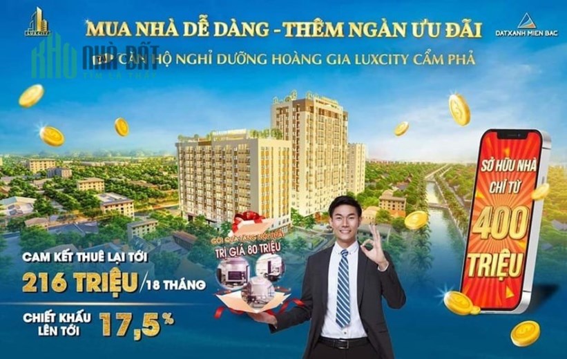 MUA NHÀ DỄ DÀNG THÊM NGÀN ƯU ĐÃI TẠI CĂN HỘ NGHỈ DƯỠNG HOÀNG GIA LUXCITY CẨM PHẢ