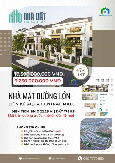 AQUA CITY GIẢM GIÁ SHOCK LÊN ĐẾN 60%, SHOPHOUSE MT 45M CHỈ CÒN 12,7 TỈ