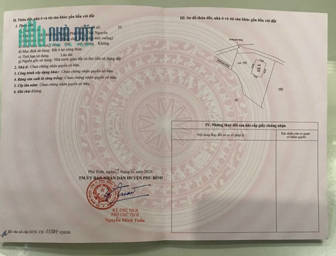 CHÍNH CHỦ : CẦN BÁN KHU ĐẤT NGHỈ DƯỠNG TẠI XÃ TÂN KIM HUYỆN PHÚ BÌNH - THÁI NGUYÊN DIỆN TÍCH GẦN