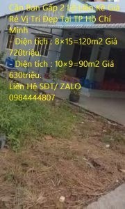 Kẹt Tiền Cần Bán Gấp 2 Lô Liền Kề Giá Rẻ Vị Trí Đẹp Tại TP Hồ Chí Minh
