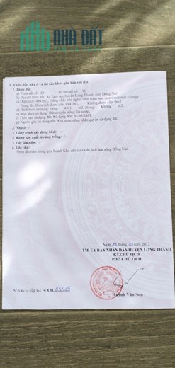 Chính chủ cần bán gấp lô đất ở Huyện Long Thành, Tỉnh Đồng Nai
