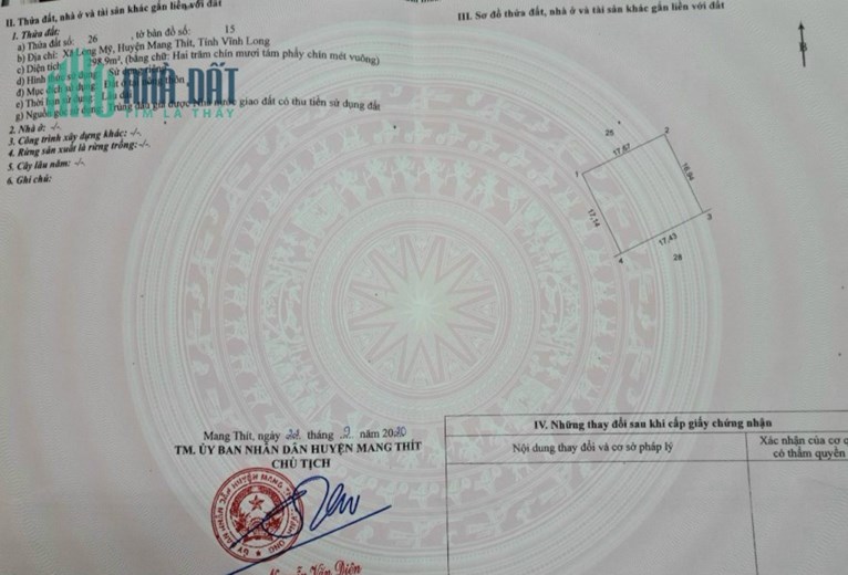 BÁN ĐẤT MẶT TIỀN ĐH30, GẦN CHỢ LONG MỸ, MĂNG THÍT, VĨNH LONG