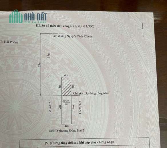 Bán đất mặt đường số 1148 Nguyễn Bỉnh Khiêm diện tích 80m cực đẹp GIÁ 4.16 tỉ