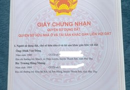 Chính chủ cần bán lô đất thị trấn  Thuộc Phố Tân Tiến –TT Thanh Sơn – Huyện Thanh Sơn – Tỉnh Phú Thọ