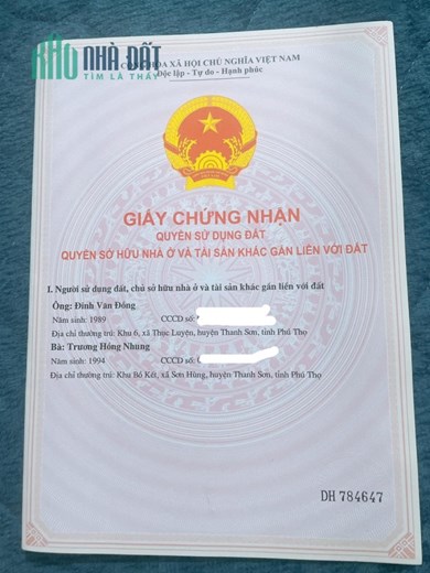 Chính chủ cần bán lô đất thị trấn  Thuộc Phố Tân Tiến –TT Thanh Sơn – Huyện Thanh Sơn – Tỉnh Phú Thọ