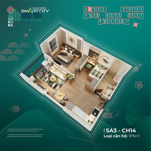 Với 650tr có ngay căn chung cư Cao Cấp (1N+ 42,8m2) tại Vinhome Smartcity. LH Mr.Lộc 0866690890
