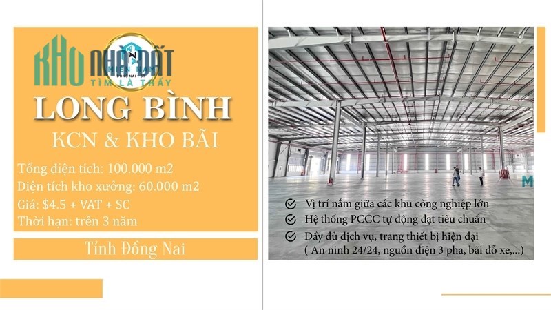 kho sản xuất công nghiệp cho thuê, đa dạng diện tích, phù hợp kho bãi
