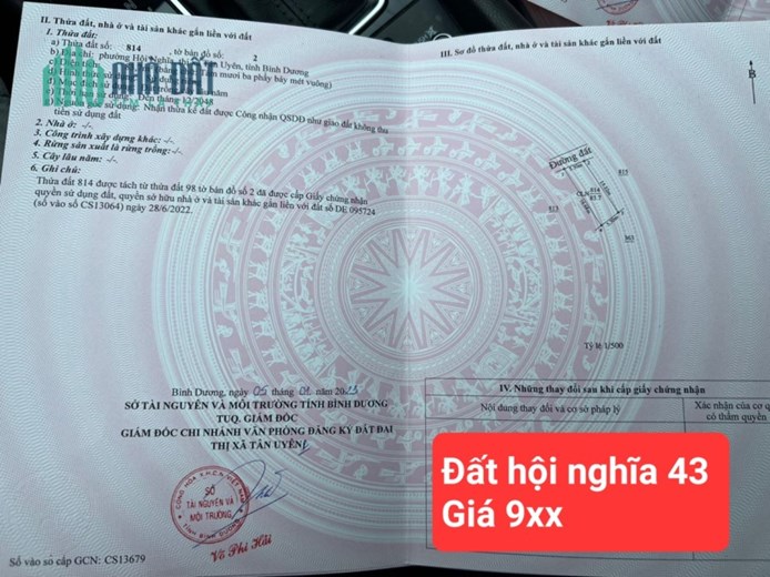 Bán đất mặt tiền đường phường hoà lợi thị xã tỉnh bình dương. Gần đường DT741 vị trí đẹp diện tích