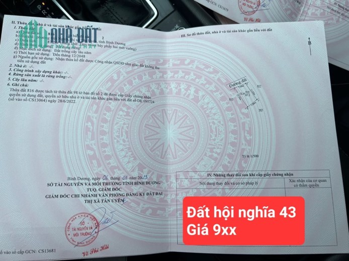 Bán đất mặt tiền đường phường hoà lợi thị xã tỉnh bình dương. Gần đường DT741 vị trí đẹp diện tích