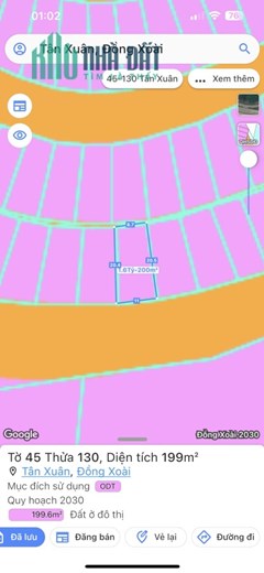 Bán 199,6m2 đất khu TĐC QNBĐ16, P.Tân Xuân, TP.Đồng Xoài, SHR, 1.6 tỷ. Lh:0814044538