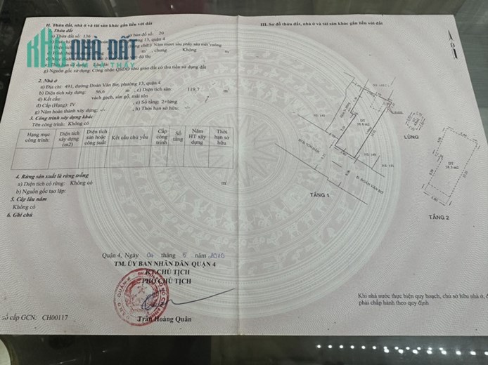 CHÍNH CHỦ Cần Bán Gấp Nhà Mặt Tiền Kinh Doanh Vị Trí Đẹp Tại Quận 4
