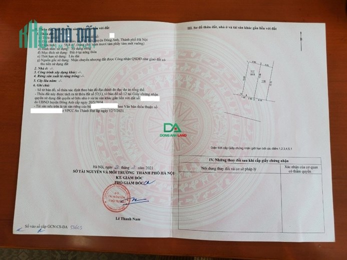 Chủ gửi bán 58m² bìa làng thố bảo Vân Nội - Đông Anh, huyện Đông Anh, Hà Nội.