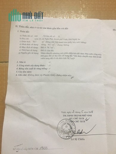 CHÍNH CHỦ Cần Bán Nhanh Lô Đất Vị Trí Đẹp Tại Thành Phố Vinh, Tỉnh Nghệ An.