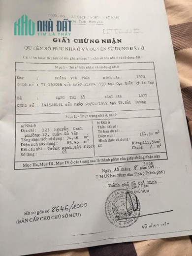 GÒ VẤP, BÁN NHÀ C4, NGUYỄN OANH, CHỢ CĂN CỨ, DT 7.6x15m, CHỈ 11.5 TỶ