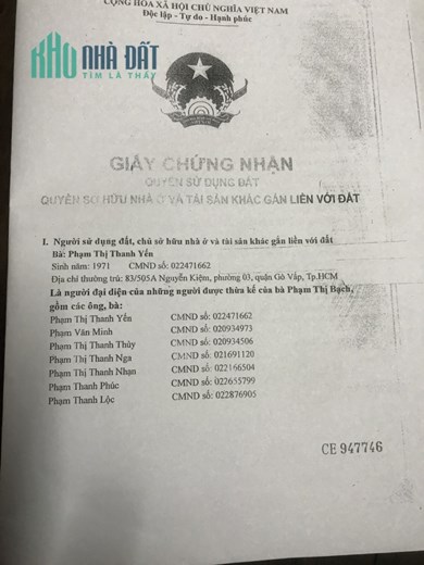 Bán đất tặng nhà tại xã Thới Tam Thôn- HÓC MÔN