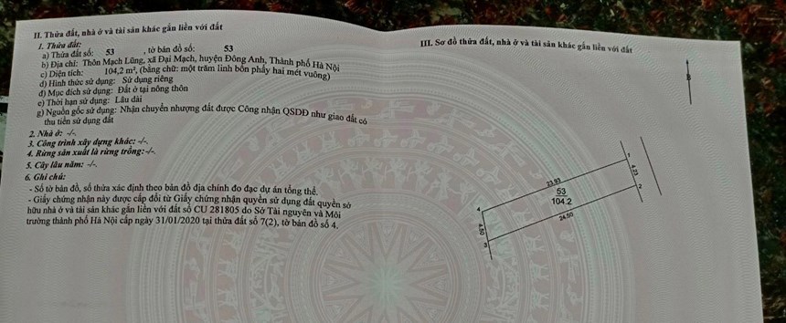 Chủ cần tiền bán nhanh nhà cấp 4 mới xây tại Mạch Lũng Đông Anh HN 
Diện tích 104m2