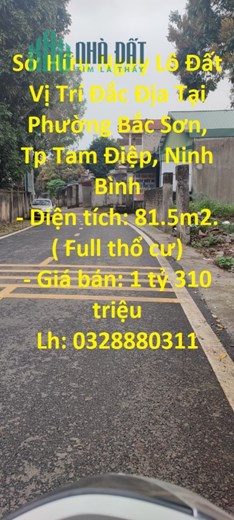 Sở Hữu Ngay Lô Đất Vị Trí Đắc Địa Tại Phường Bắc Sơn, Tp Tam Điệp, Ninh Bình