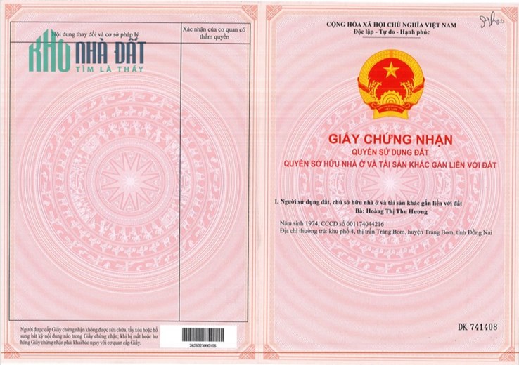 BÁN ĐẤT THỊ TRẤN TRẢNG BOM, LIỀN KỀ CÁC KCN, GẦN CAO TỐC, SÂN BAY