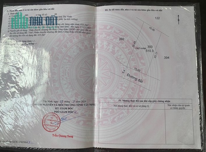 Bán nhà vườn đẹp, phù hợp nghỉ dưỡng tại tỉnh Tây Ninh, 510,3m2, SHR, 3.3tỷ. Lh:0933905505
