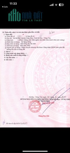CHÍNH CHỦ CẦN BÁN 5 LÔ ĐẤT TẠI XÃ ĐÁ BẠC,H.CHÂU ĐỨC,T.BÀ RỊA-VŨNG TÀU.